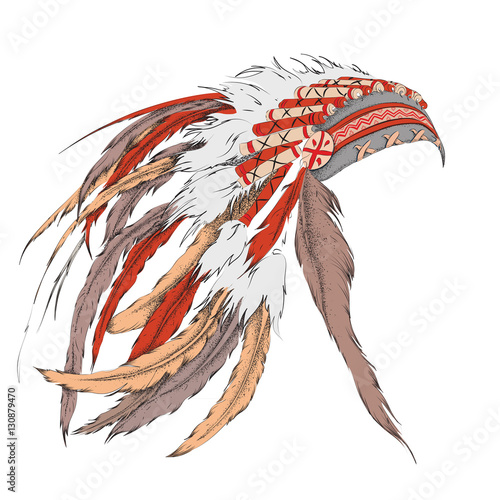 Native American feathered headdress. Vector illustration