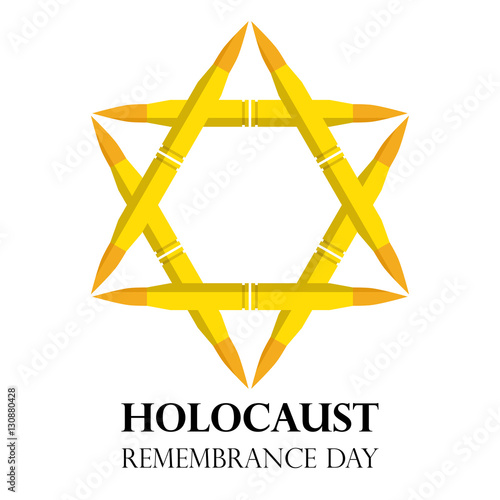 Holocaust Remembrance Day, May 5, Jewish star made from rifle bullets, vector illustration