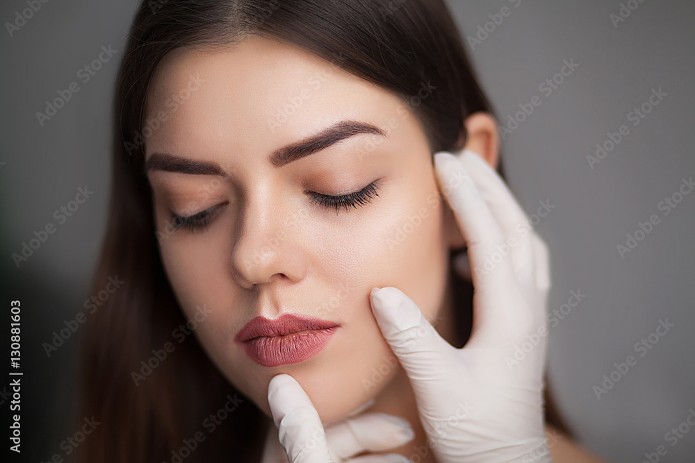 portrait of beautiful young female face with beauty treatment portrait of beautiful young female face with beauty treatment