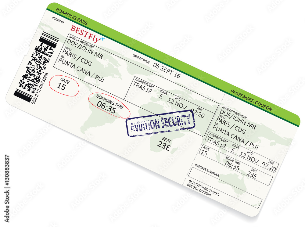 Green pattern of a boarding pass ticket Stock Vector | Adobe Stock