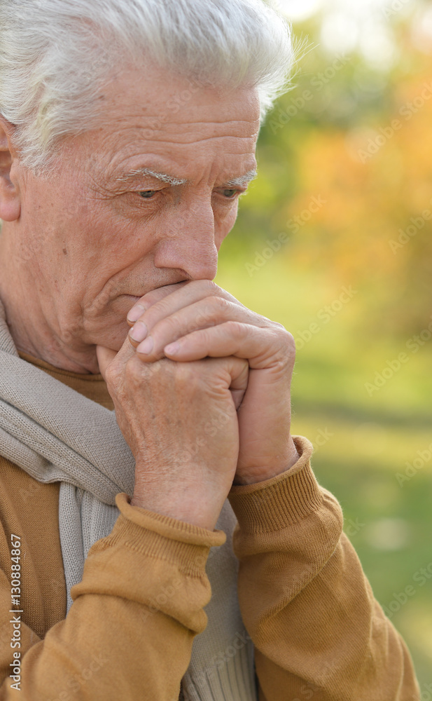 Sad elderly man outdoors Sad elderly man outdoors