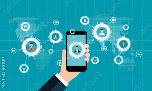 social network marketing concept and digital business on mobile concept