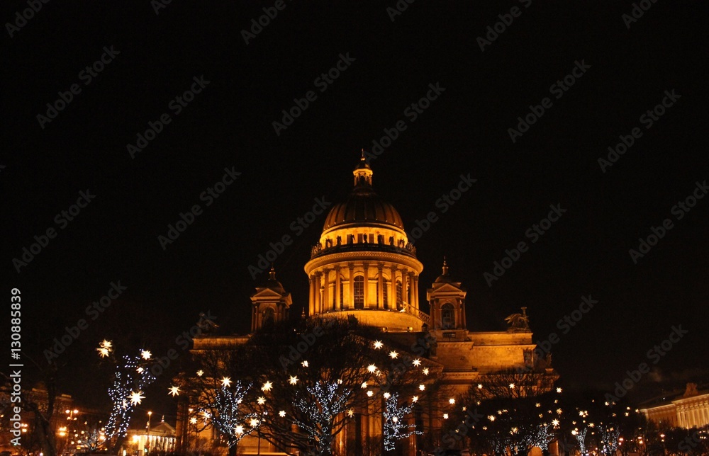 St. Isaac's Cathedral and Christmas lights