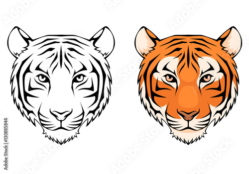 line illustration of a tiger head