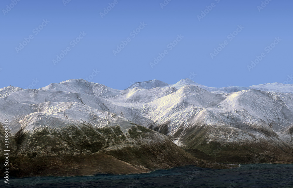 background with mountain landscape on the coast