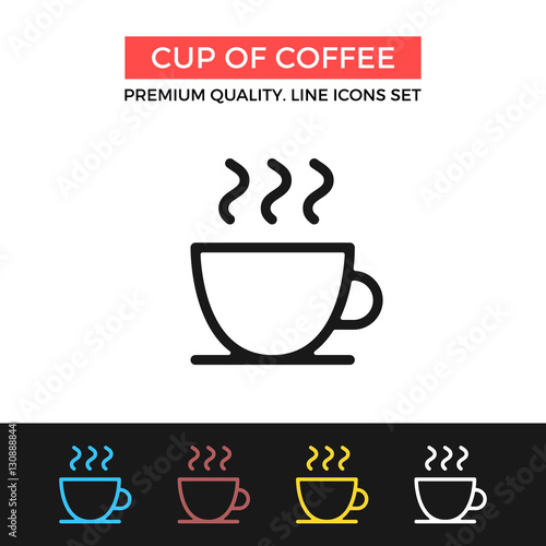 Vector cup of coffee icon. Thin line icon