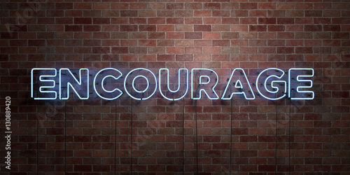 Photos ENCOURAGE - fluorescent Neon tube Sign on brickwork - Front view - 3D rendered royalty free stock picture