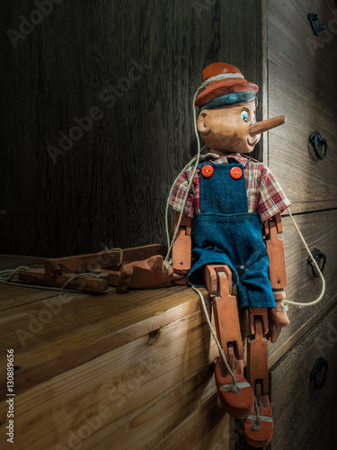 Fotografie, Obraz Traditional puppets made of wood in vintage style
