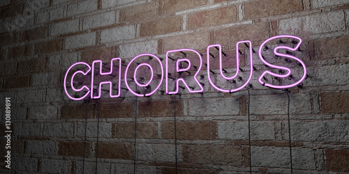 Фотография CHORUS - Glowing Neon Sign on stonework wall - 3D rendered royalty free stock illustration