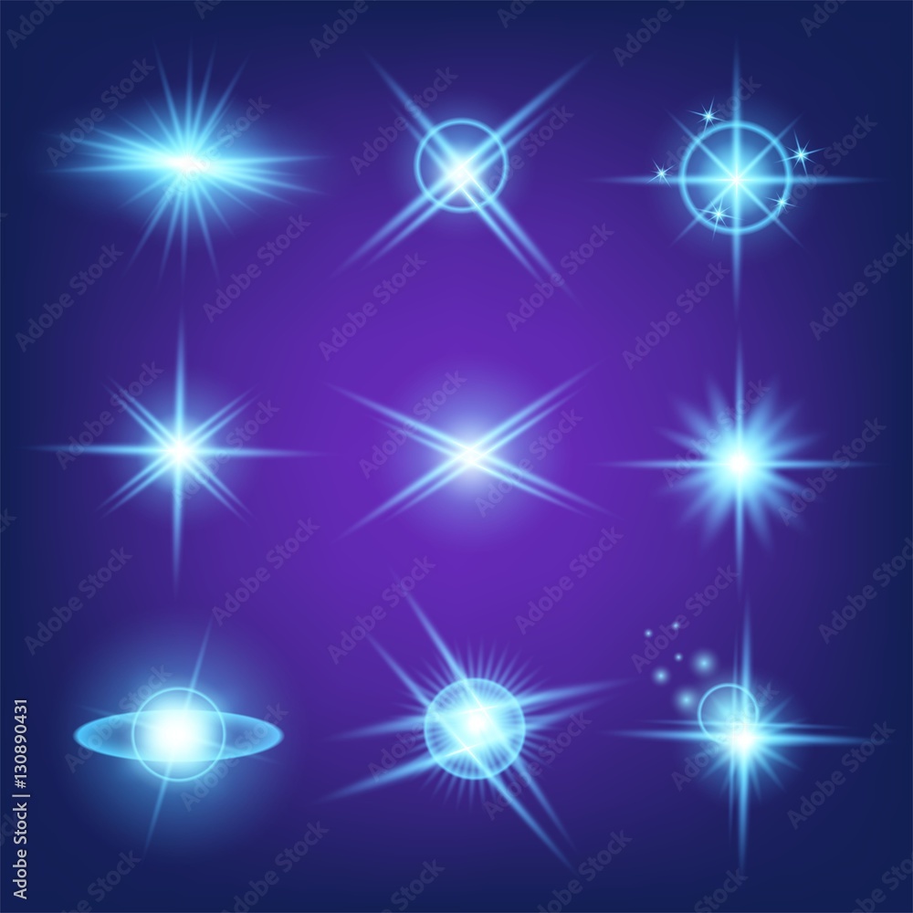 Creative concept Vector set of glow light effect stars bursts with sparkles isolated on black background. For illustration template art design, banner for Christmas celebrate, magic flash energy ray Creative concept Vector set of glow light effect stars bursts with sparkles isolated on black background. For illustration template art design, banner for Christmas celebrate, magic flash energy ray