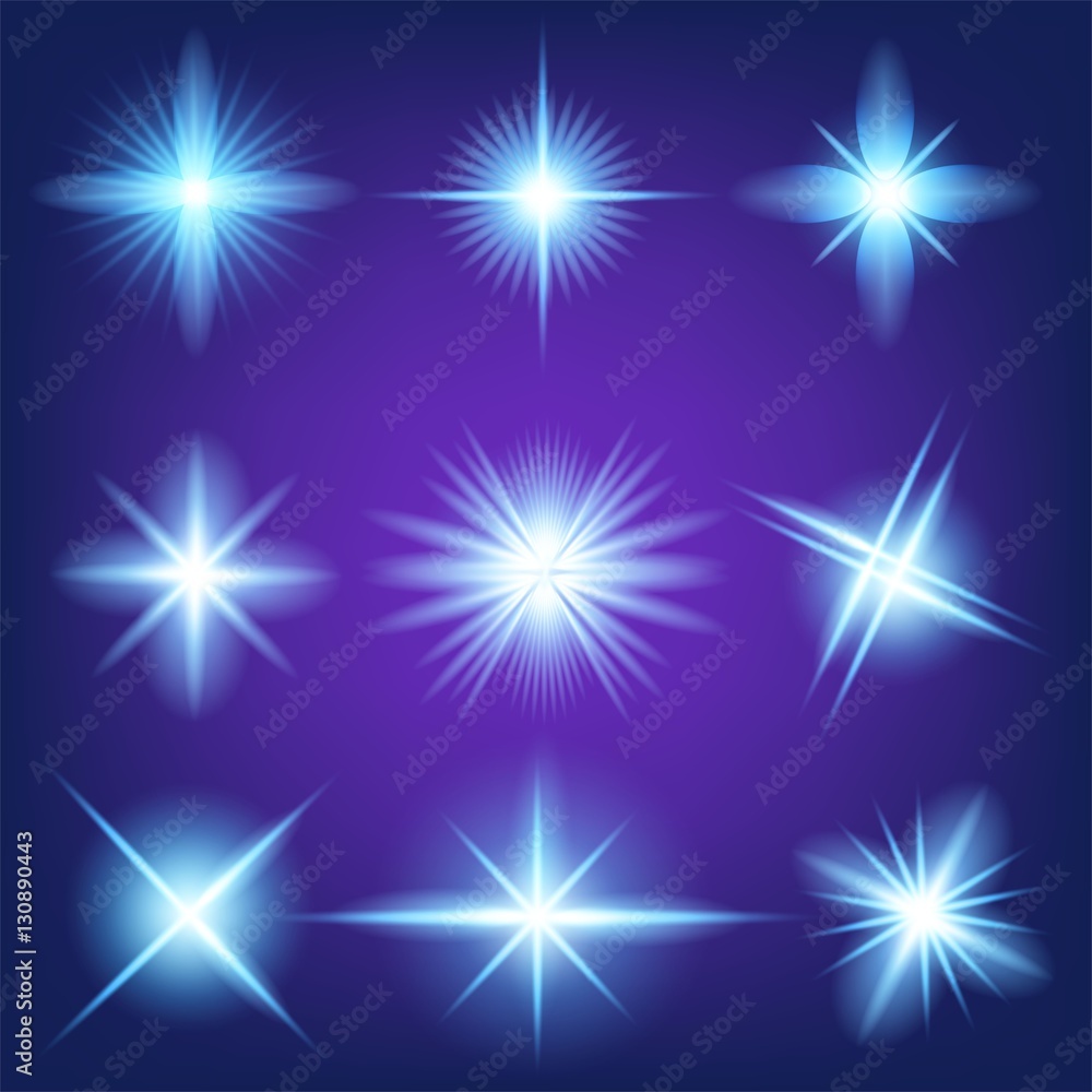 Creative concept Vector set of glow light effect stars bursts with sparkles isolated on black background. For illustration template art design, banner for Christmas celebrate, magic flash energy ray Creative concept Vector set of glow light effect stars bursts with sparkles isolated on black background. For illustration template art design, banner for Christmas celebrate, magic flash energy ray