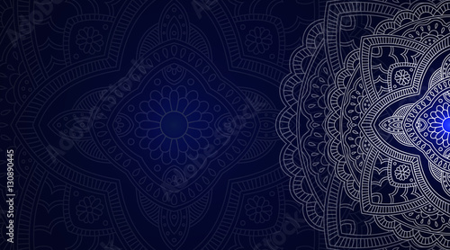 Banner with round abstract ornament. Circle elements card. Vintage decorative pattern. Hand drawn. Vector illustration.