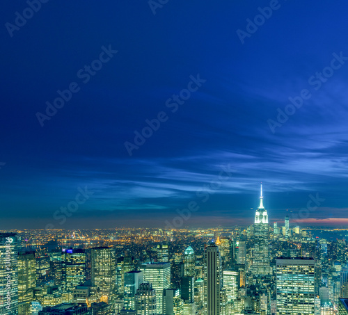 View of New York Manhattan during sunset hours