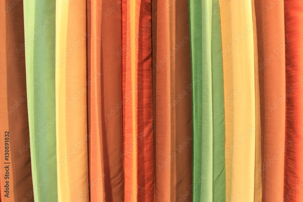 Colorful curtain window decorate in bedroom, colorful curtain texture