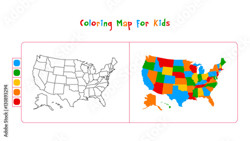 USA map. coloring map for kids