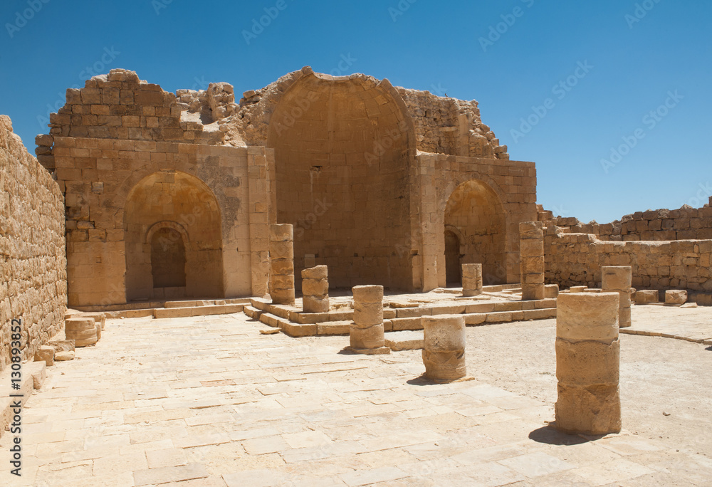Mitzpe Shivta, Israel, desert Negev. Landscape. Ruins of byzantine church