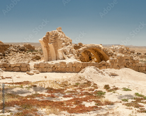 itzpe Shivta, Israel, desert Negev. Landscape. Desert view. Ruins of ancient city on the spice rout