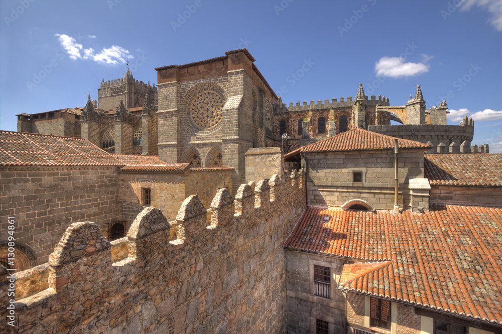 Obraz premium Ancient city walls of Avila, Spain