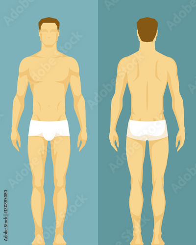 illustration of a healthy young man from front and back view