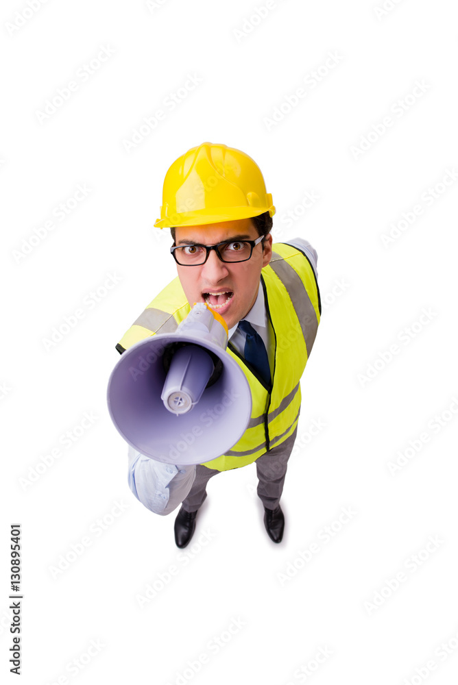 Angry construction supervisor isolated on white Angry construction supervisor isolated on white