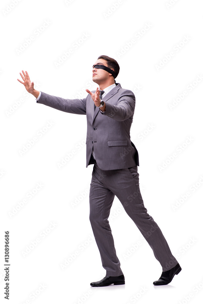 Blindfolded businessman isolated on white Blindfolded businessman isolated on white