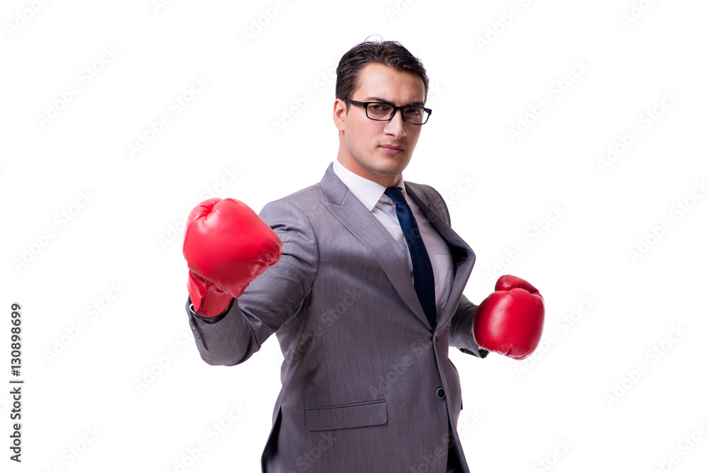 Businessman boxing isolated on the white background Businessman boxing isolated on the white background