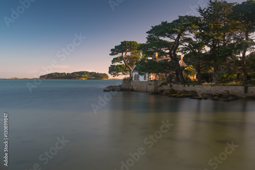 Küste mit Haus und Bäumen,  Trebeurden, Bretagne, Frankreich photo