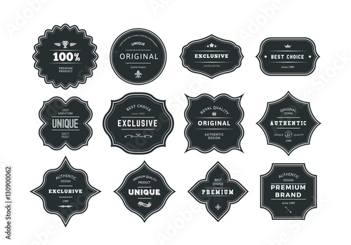 Set of Retro Styled Black Labels with Frames