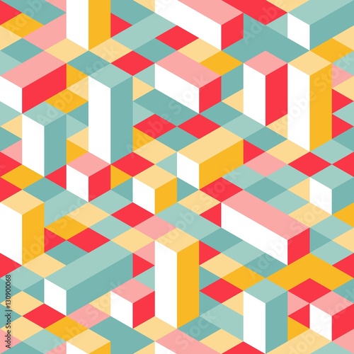 Colorful Isometric Seamless Pattern