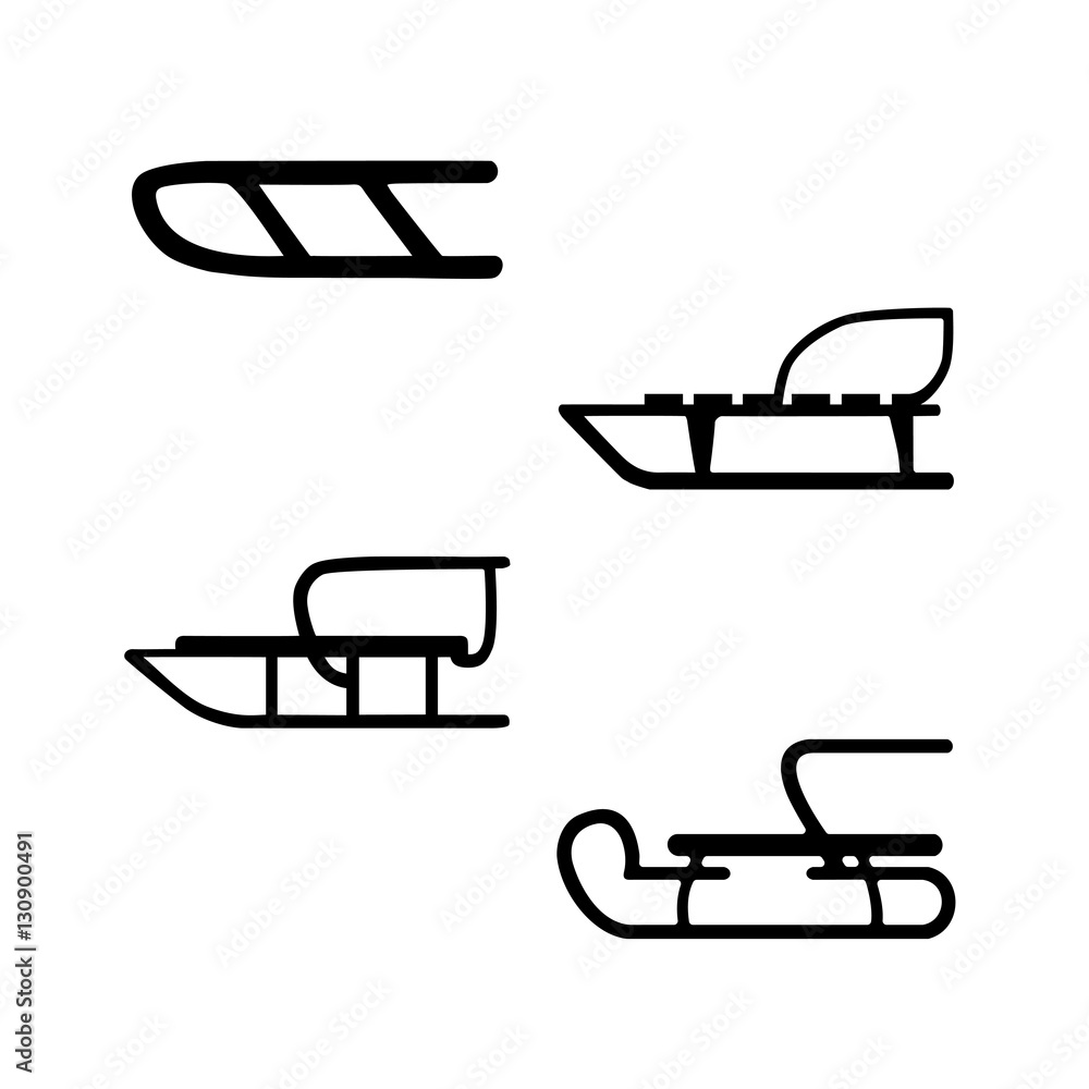 Winter. Sled. Hand drawn vector set of four sleds Winter. Sled. Hand drawn vector set of four sleds