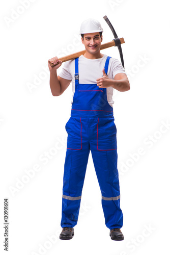 Man with axe isolated on the white