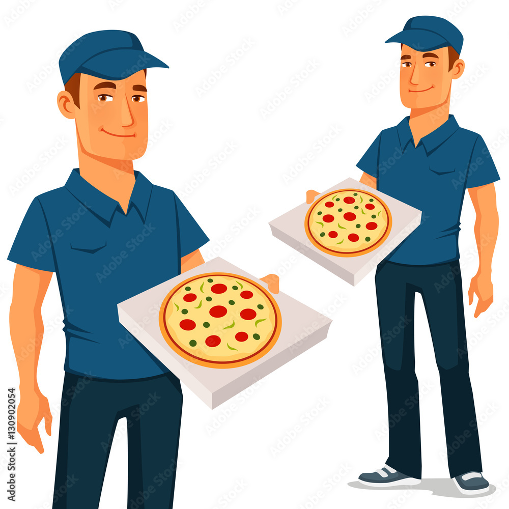 cartoon pizza delivery guy Stock Vector | Adobe Stock