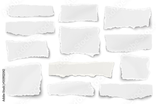 Set of paper different shapes scraps isolated on white