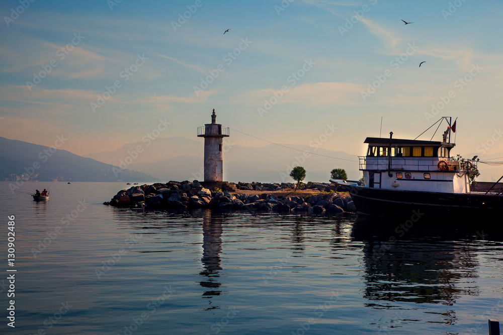 Lighthouse in Marmara Sea, Narli, Gemlik, Bursa, Turkey