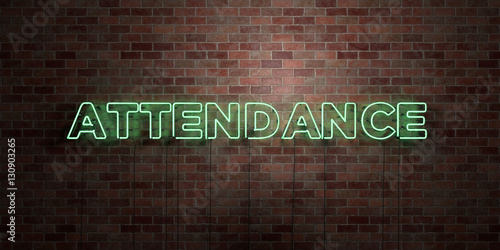 фотографія ATTENDANCE - fluorescent Neon tube Sign on brickwork - Front view - 3D rendered royalty free stock picture