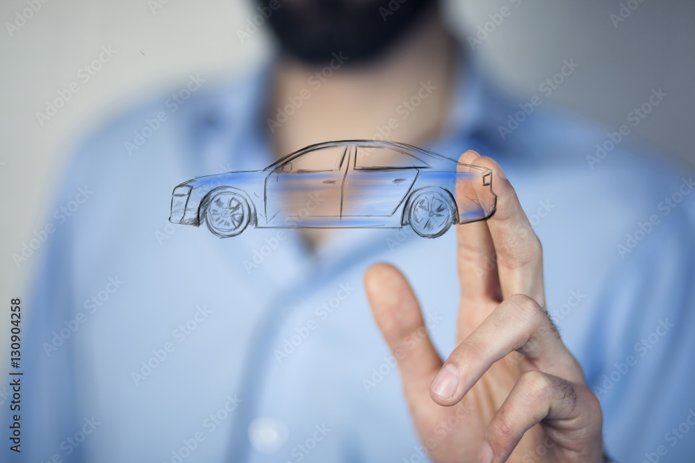 man hand car on the white background man hand car on the white background