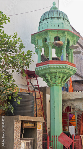 A traditional bird house in the old city of Ahmedabad in which food and water are left for the local bird population. Most of the 125 neighbourhoods maintain their own such structures