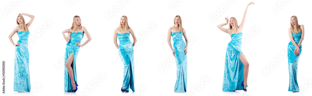 Fashion concept with tall model on white Fashion concept with tall model on white