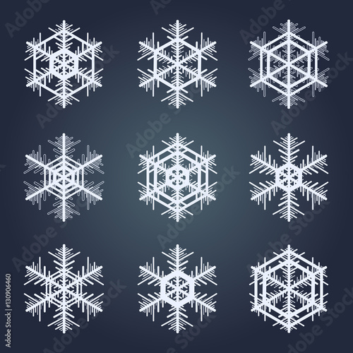 Collection of snowflakes. Winter decorative element.