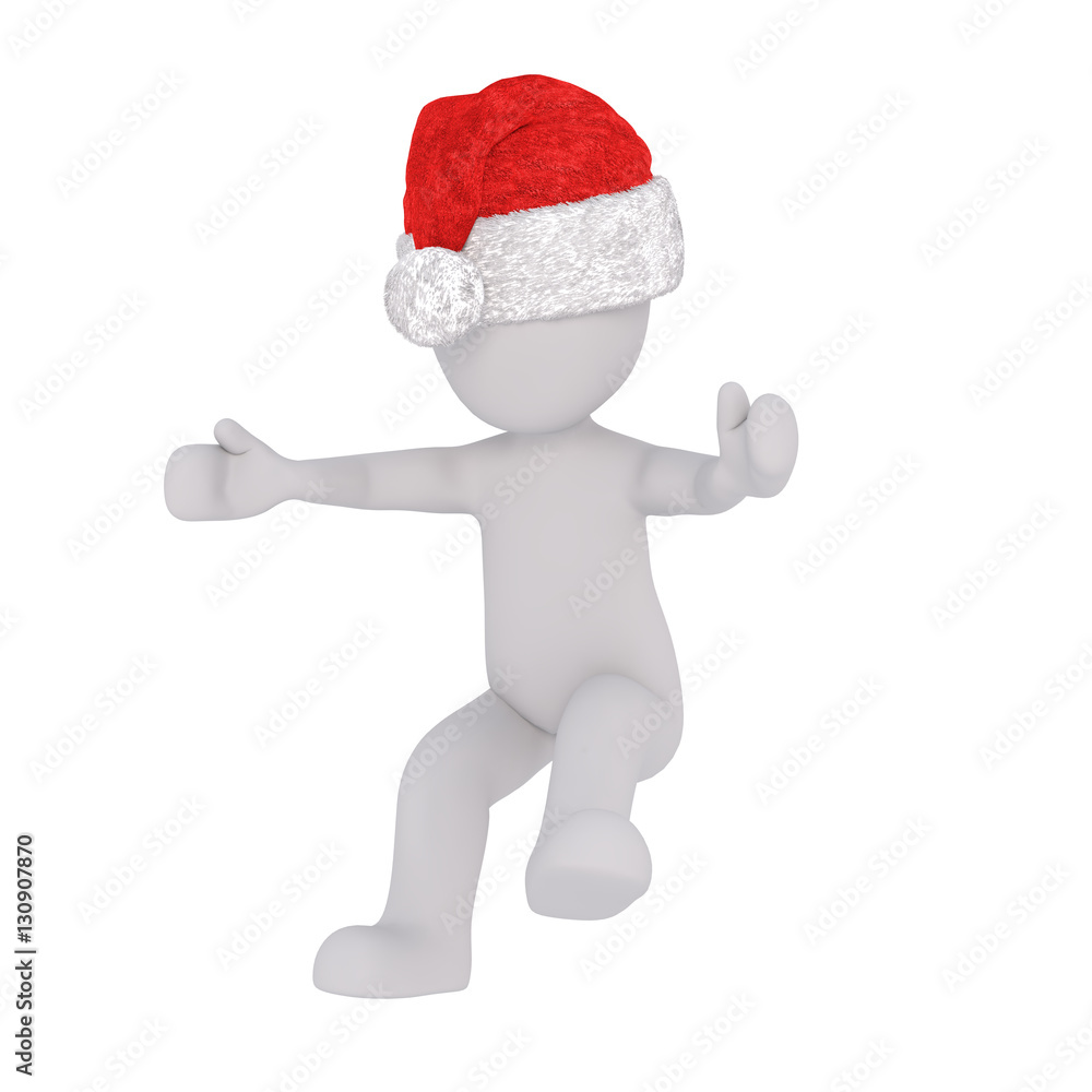 3d toon in Santa hat landing after jump 3d toon in Santa hat landing after jump