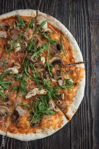 Pizza with chicken and mush...