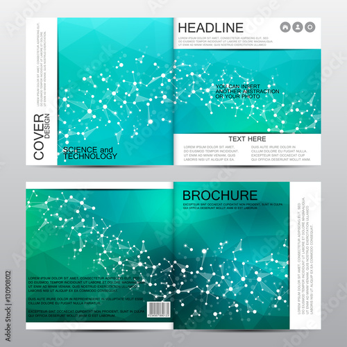 Square brochure template. Abstract vector background. Medical and chemical concept.