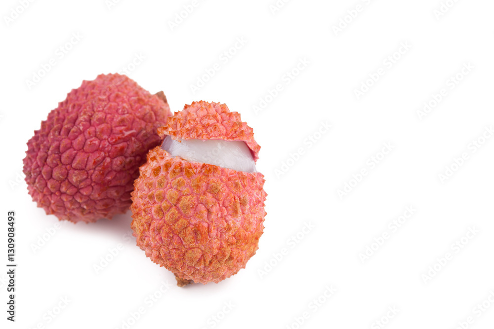 Lychee, typical Asian fruit, isolated on white background Lychee, typical Asian fruit, isolated on white background