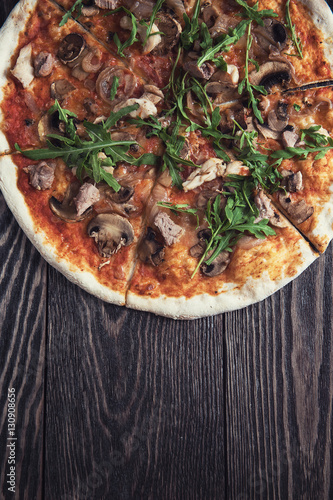 Pizza with chicken and mush...