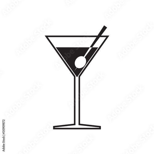 Simple flat martini glass icon, grayscale on white background