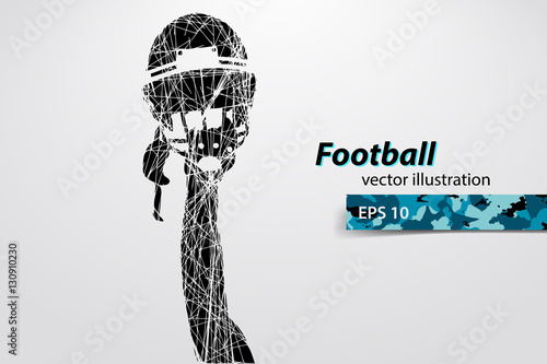 football helmet and hand silhouette. Rugby.