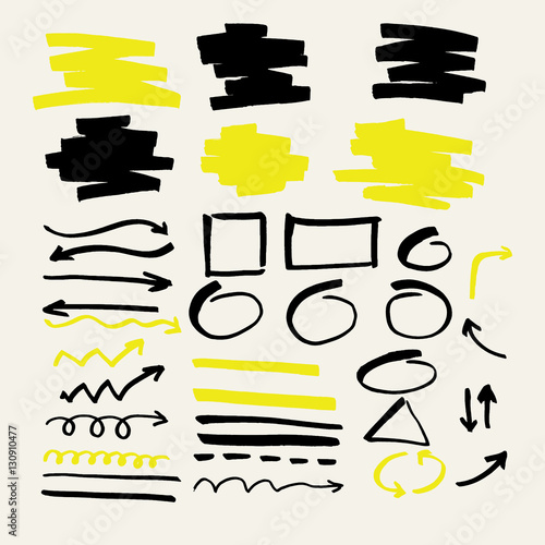 Set of vector elements for marker presentations.