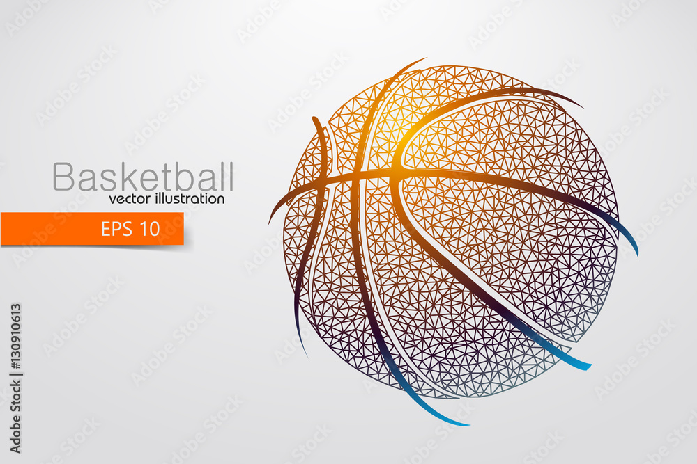 Naklejka premium Silhouette of a basketball ball from triangles.
