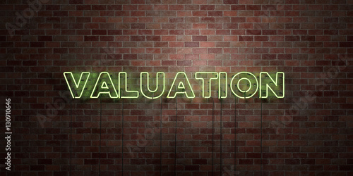 Фотография VALUATION - fluorescent Neon tube Sign on brickwork - Front view - 3D rendered royalty free stock picture