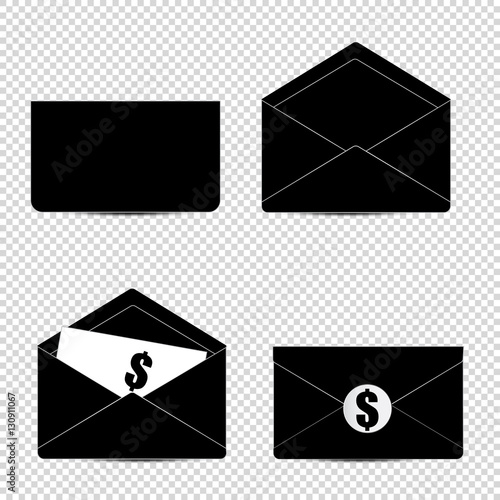 Letter. Set of of black and white letter with dollar icon